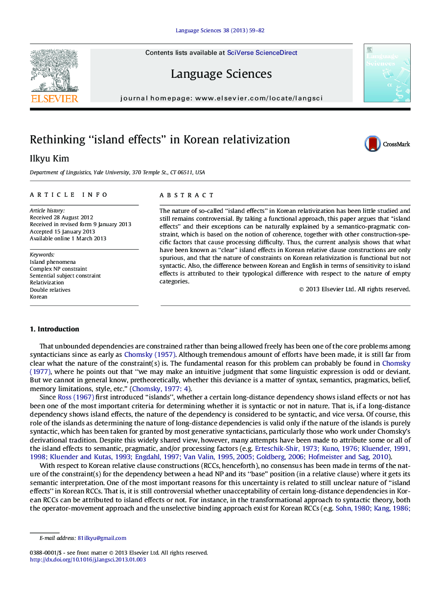 Rethinking “island effects” in Korean relativization