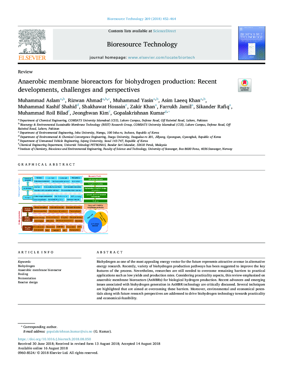 Anaerobic membrane bioreactors for biohydrogen production: Recent developments, challenges and perspectives