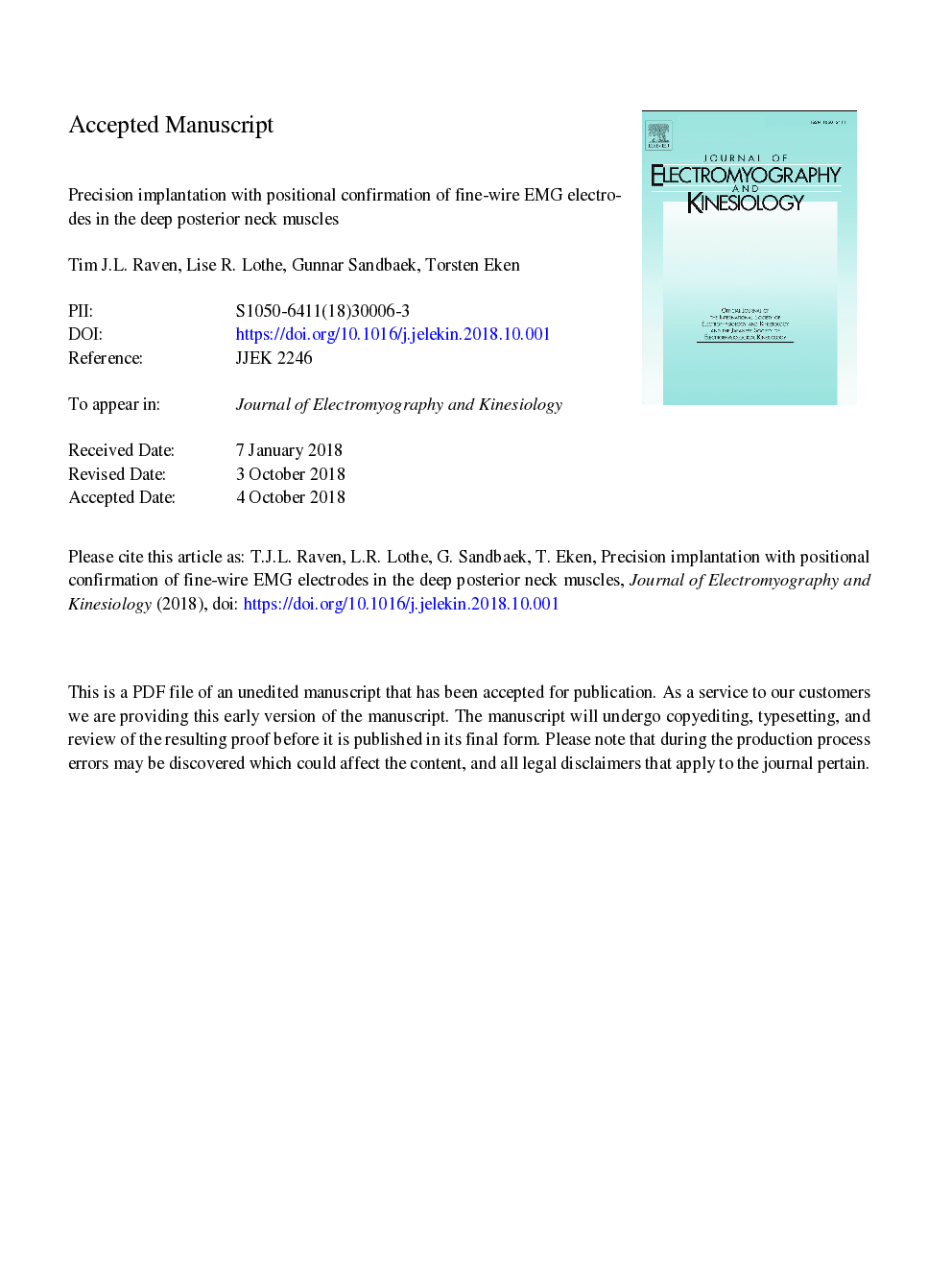 Precision implantation with positional confirmation of fine-wire EMG electrodes in the deep posterior neck muscles