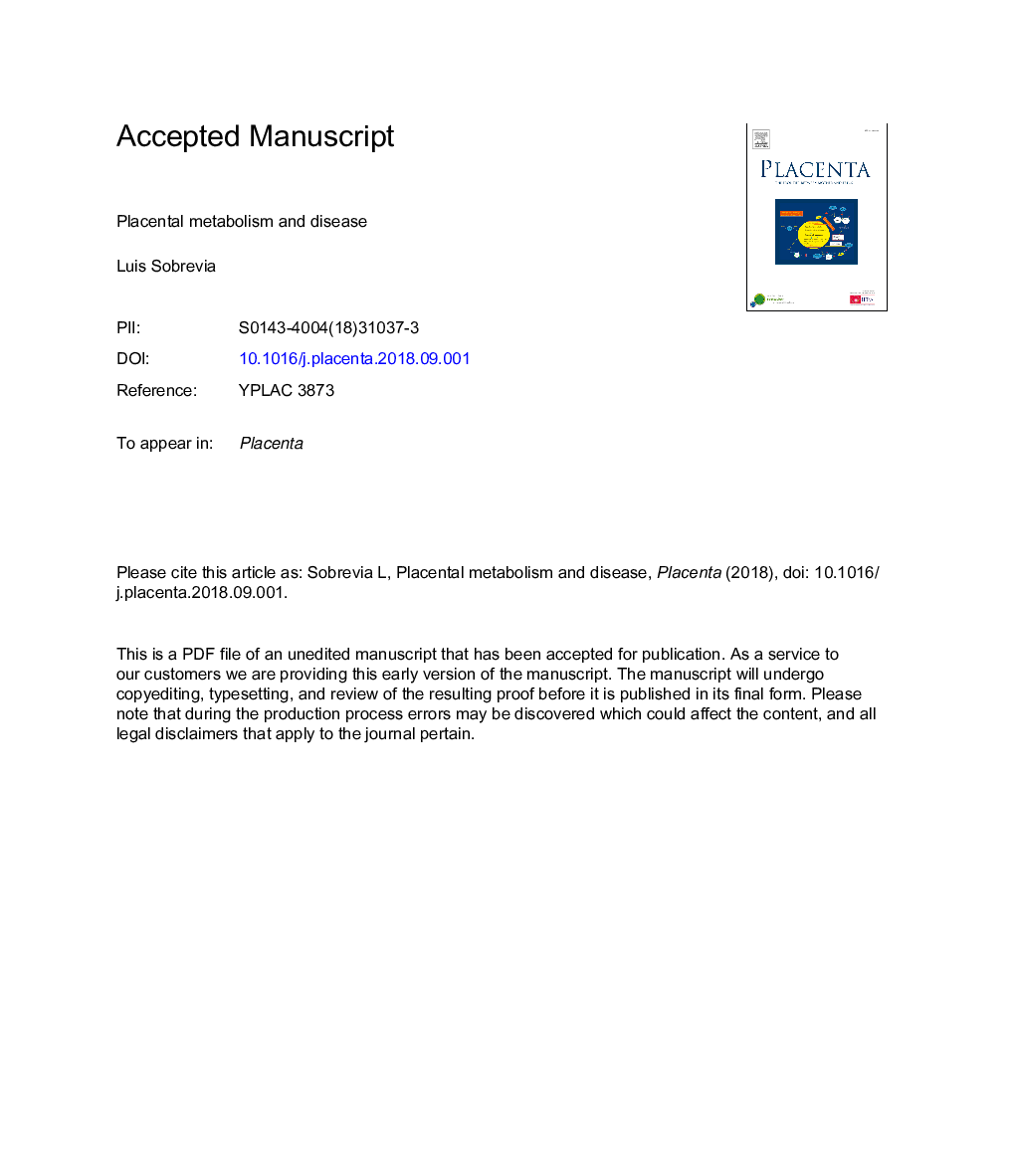 Placental metabolism and disease