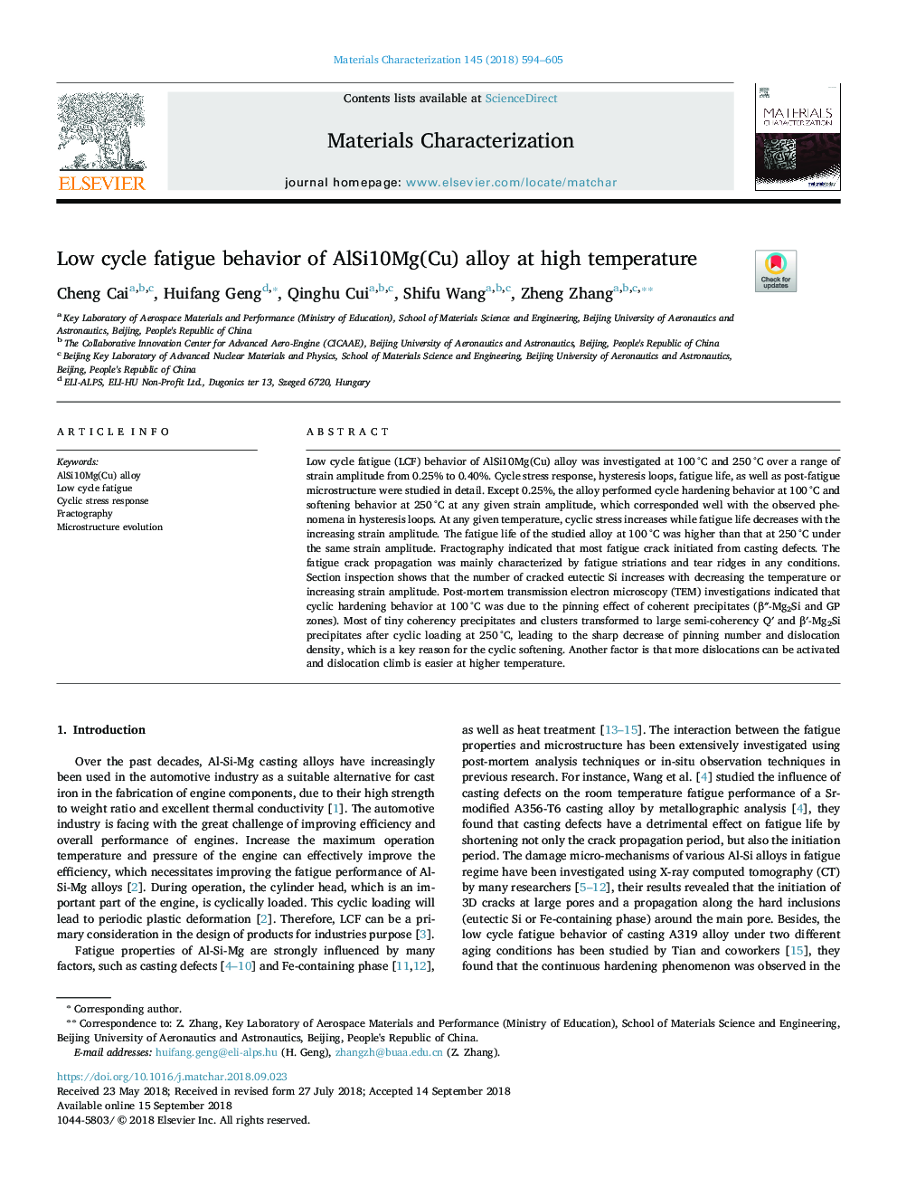 Low cycle fatigue behavior of AlSi10Mg(Cu) alloy at high temperature