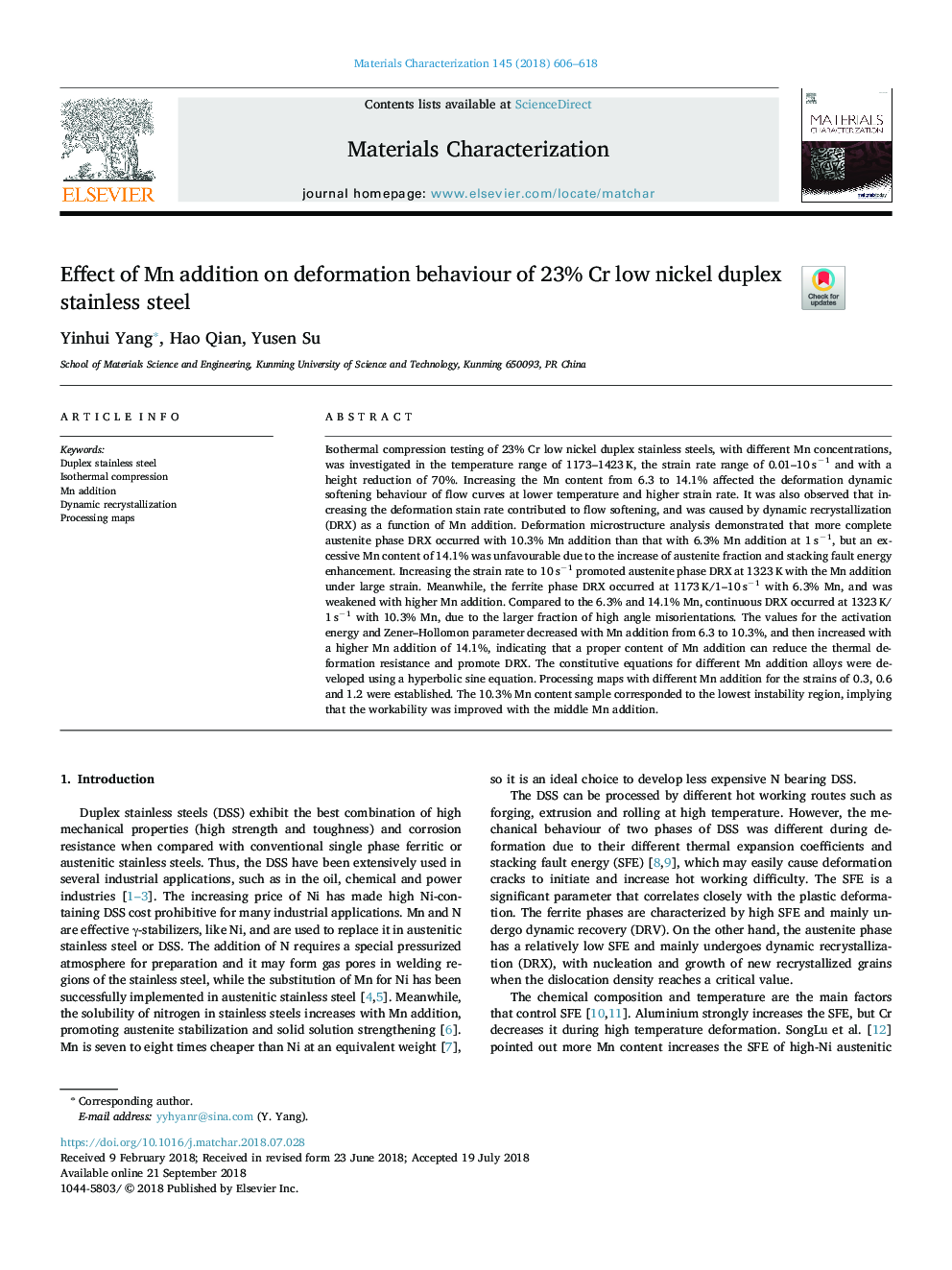 Effect of Mn addition on deformation behaviour of 23% Cr low nickel duplex stainless steel