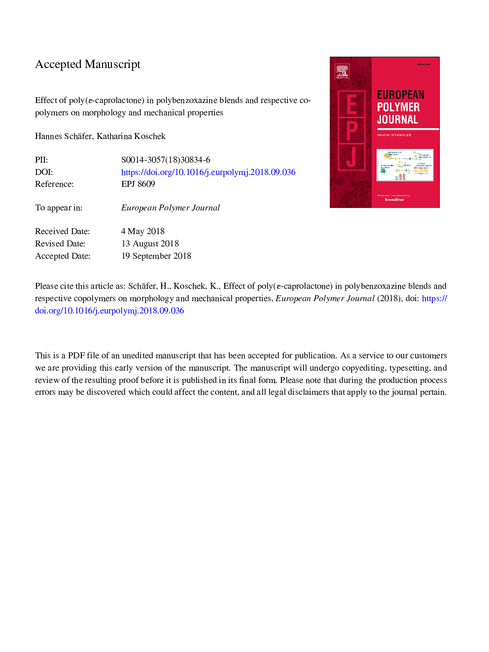 Effect of poly(É-caprolactone) in polybenzoxazine blends and respective copolymers on morphology and mechanical properties