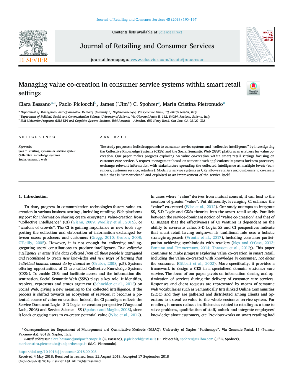 Managing value co-creation in consumer service systems within smart retail settings