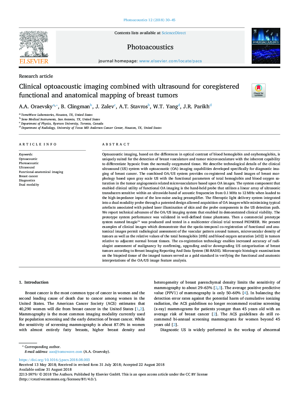 Clinical optoacoustic imaging combined with ultrasound for coregistered functional and anatomical mapping of breast tumors