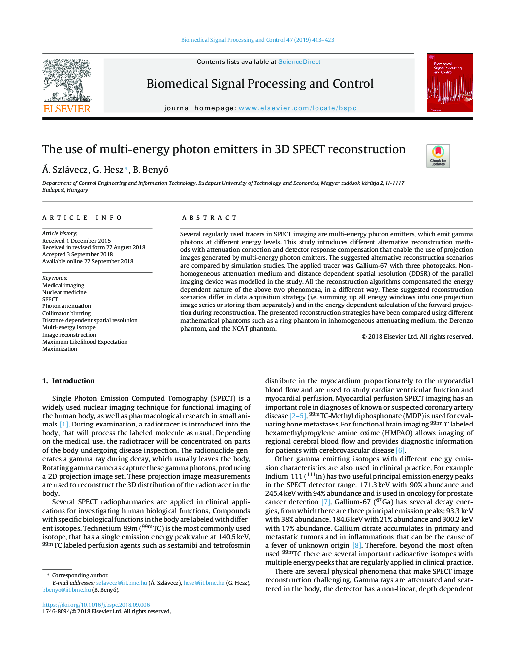 The use of multi-energy photon emitters in 3D SPECT reconstruction