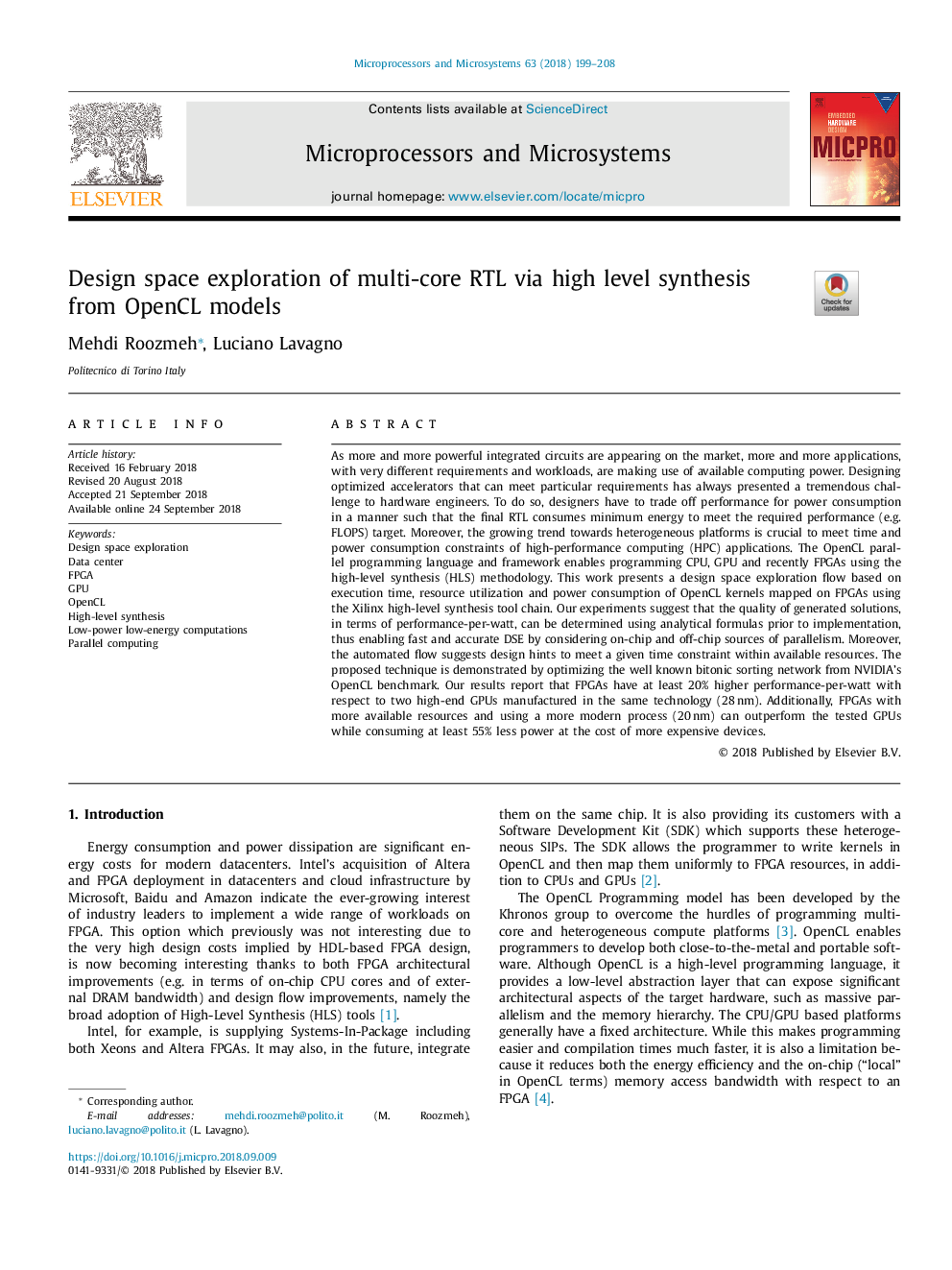 Design space exploration of multi-core RTL via high level synthesis from OpenCL models