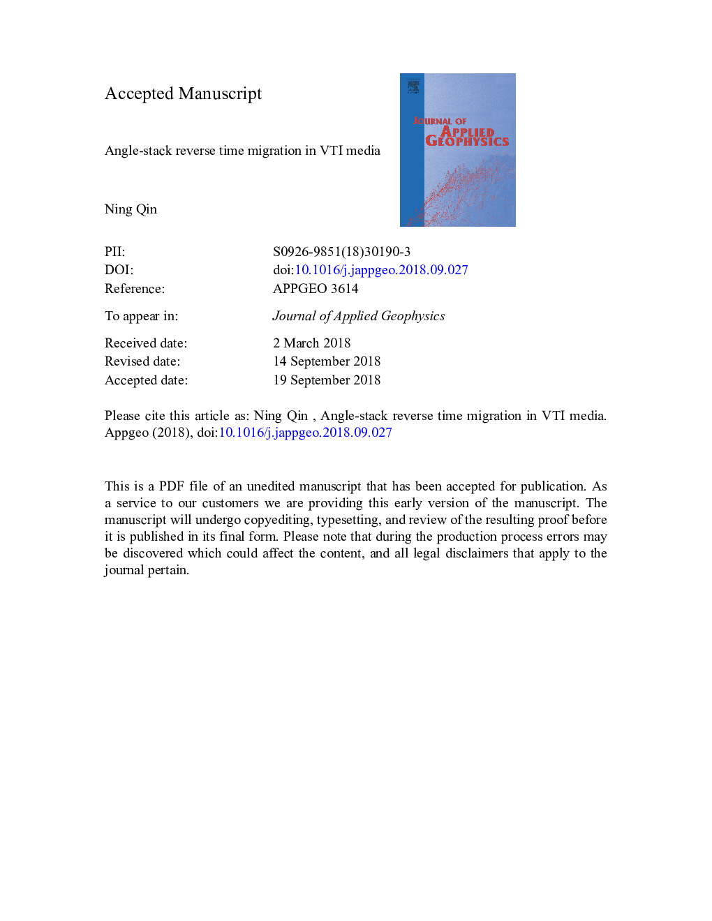 Angle-stack reverse time migration in VTI media