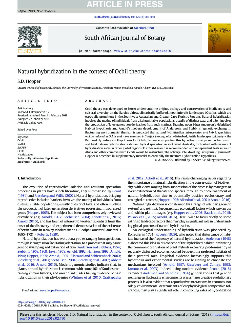 Natural hybridization in the context of Ocbil theory