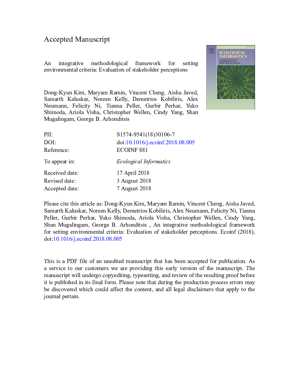 An integrative methodological framework for setting environmental criteria: Evaluation of stakeholder perceptions