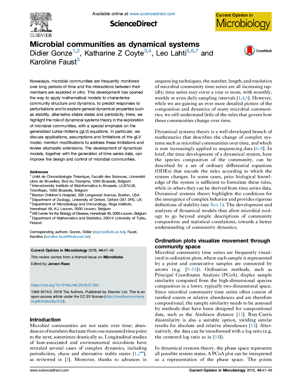 Microbial communities as dynamical systems