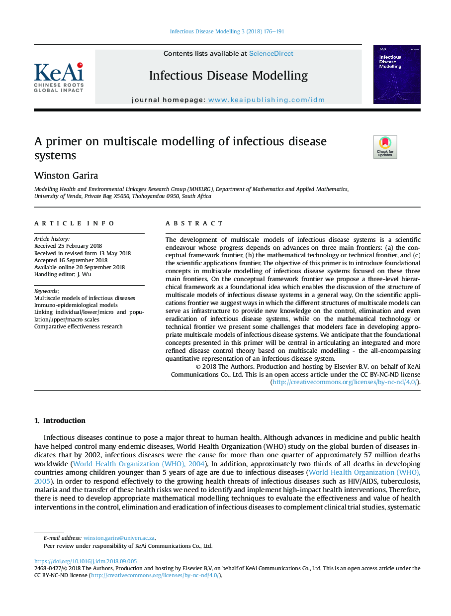 A primer on multiscale modelling of infectious disease systems
