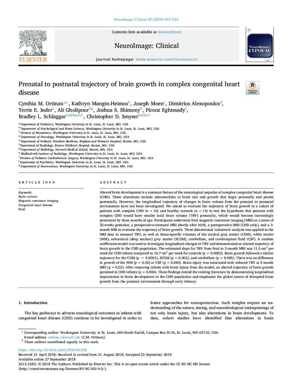 Prenatal to postnatal trajectory of brain growth in complex congenital heart disease