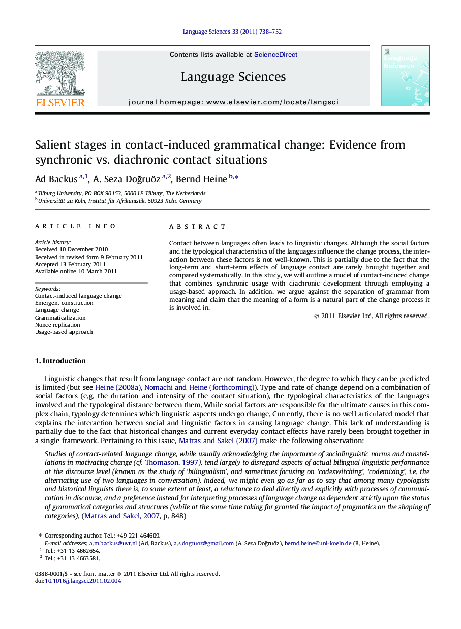 Salient stages in contact-induced grammatical change: Evidence from synchronic vs. diachronic contact situations