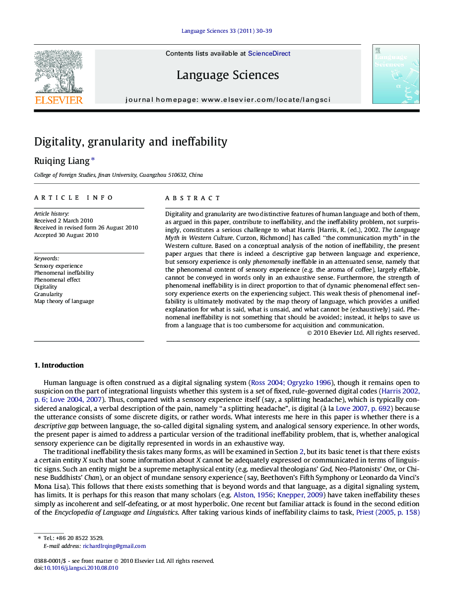 Digitality, granularity and ineffability