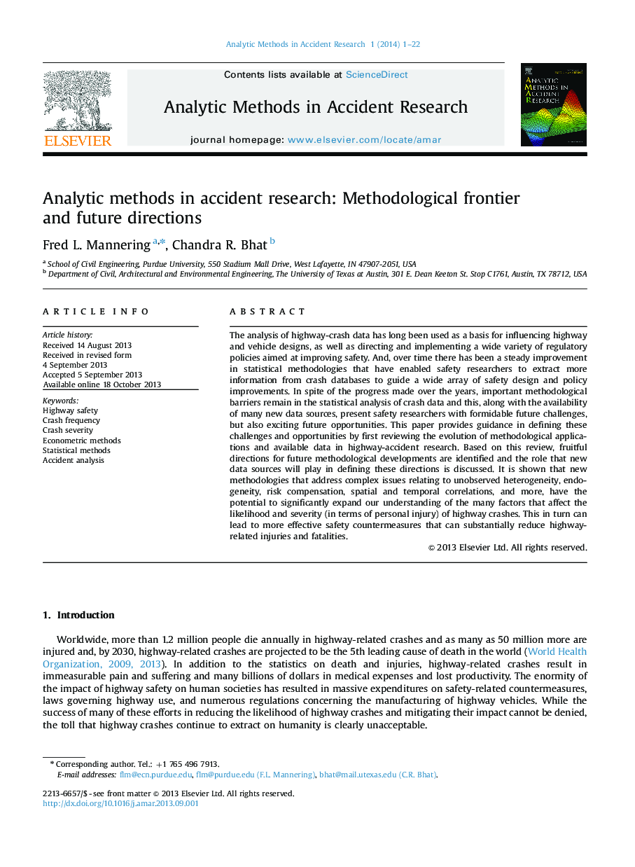 Analytic methods in accident research: Methodological frontier and future directions