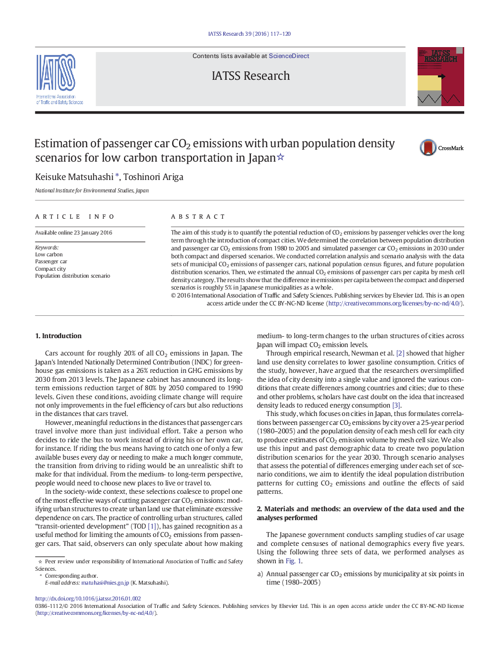 Estimation of passenger car CO2 emissions with urban population density scenarios for low carbon transportation in Japan 