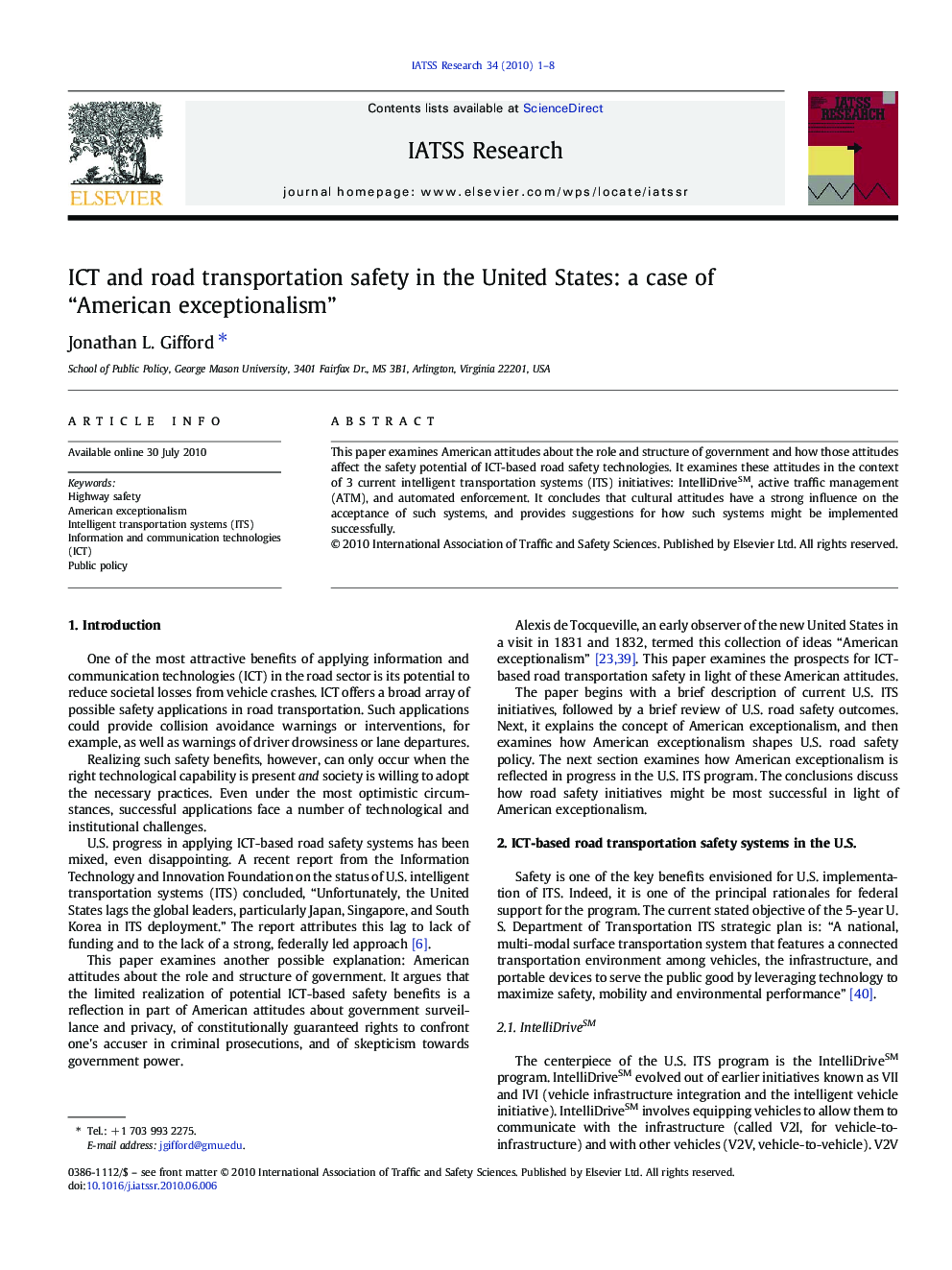 ICT and road transportation safety in the United States: a case of “American exceptionalism”