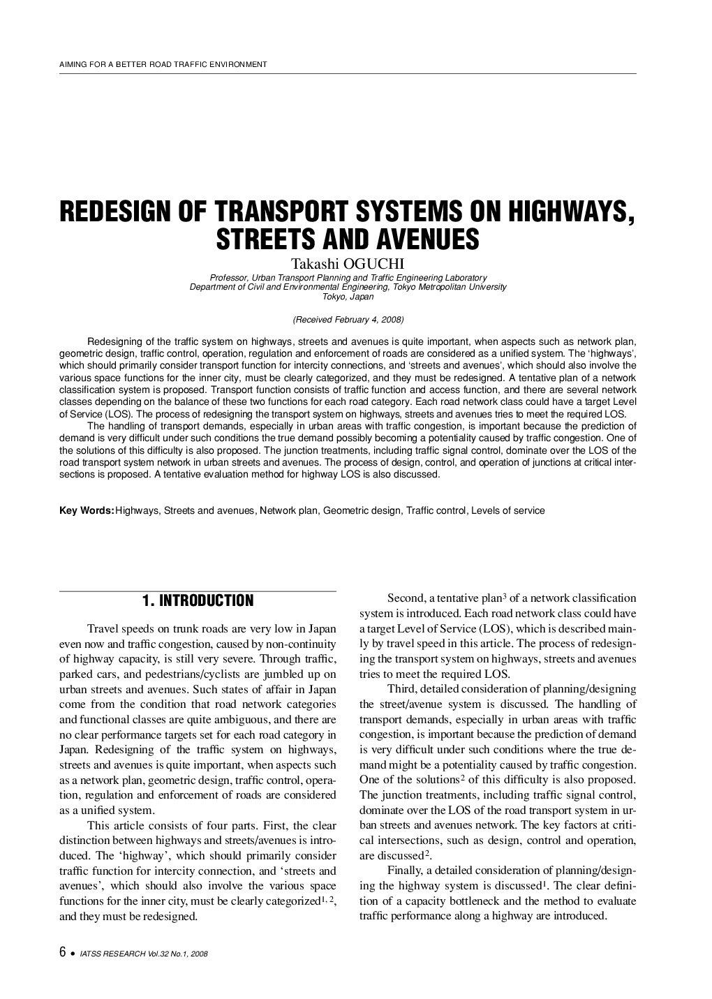 REDESIGN OF TRANSPORT SYSTEMS ON HIGHWAYS, STREETS AND AVENUES