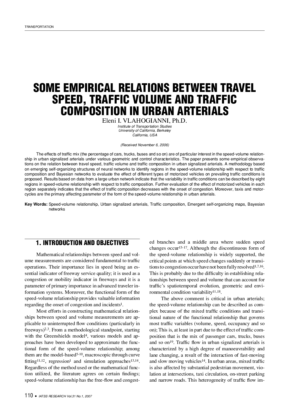 SOME EMPIRICAL RELATIONS BETWEEN TRAVEL SPEED, TRAFFIC VOLUME AND TRAFFIC COMPOSITION IN URBAN ARTERIALS