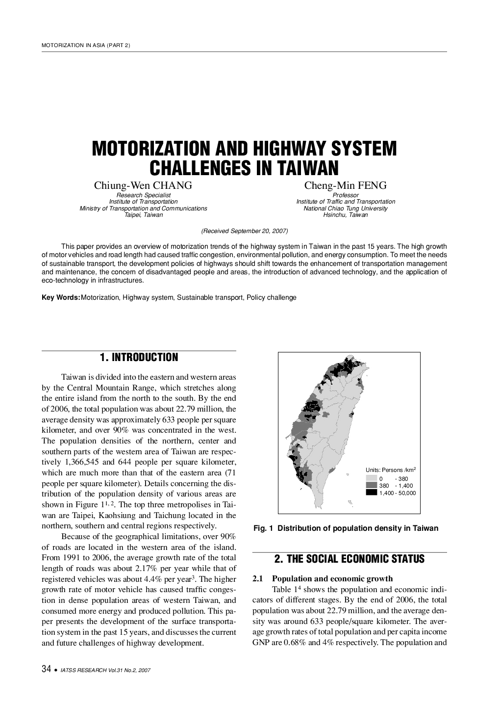 MOTORIZATION AND HIGHWAY SYSTEM CHALLENGES IN TAIWAN