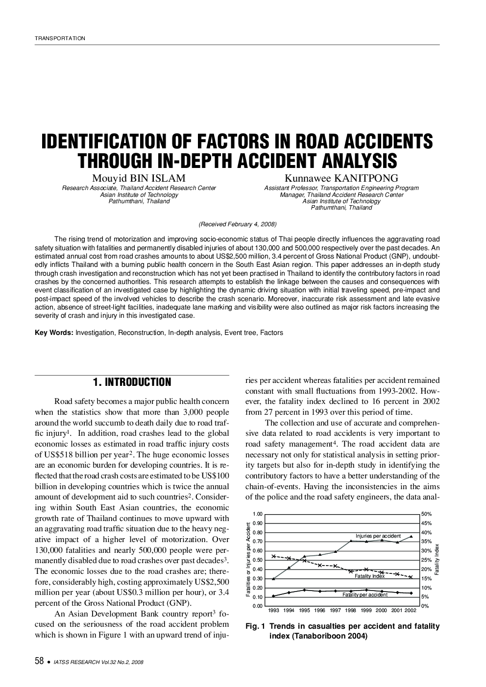 IDENTIFICATION OF FACTORS IN ROAD ACCIDENTS THROUGH IN-DEPTH ACCIDENT ANALYSIS