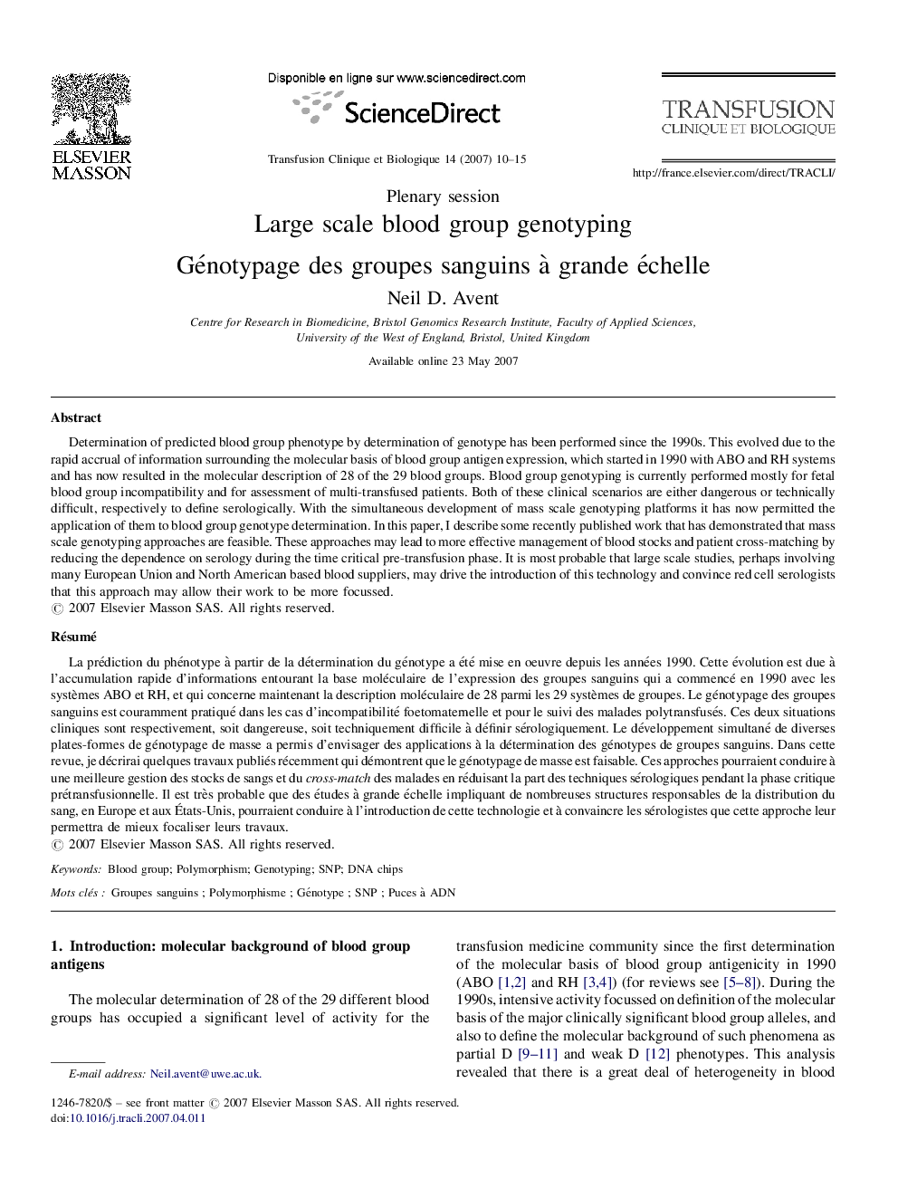 Large scale blood group genotyping