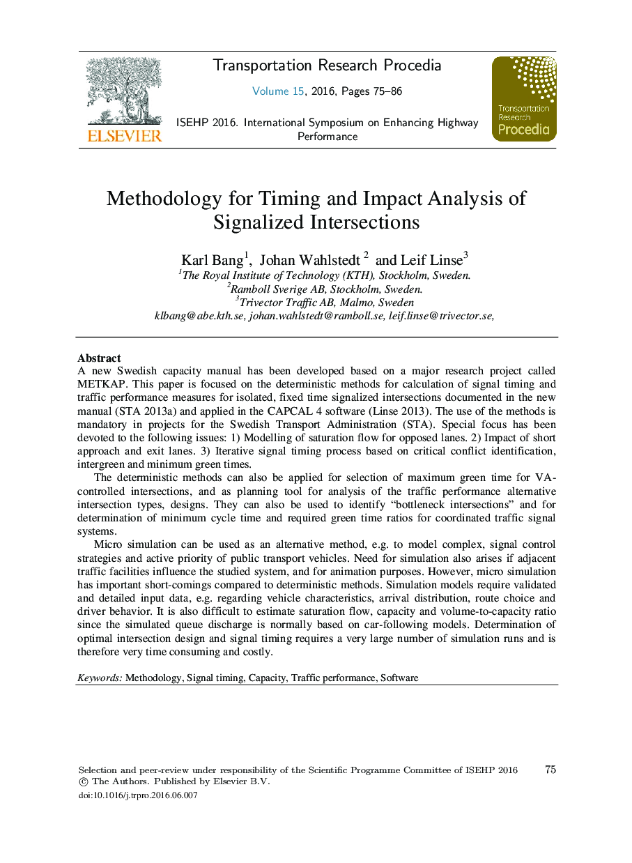 Methodology for Timing and Impact Analysis of Signalized Intersections 