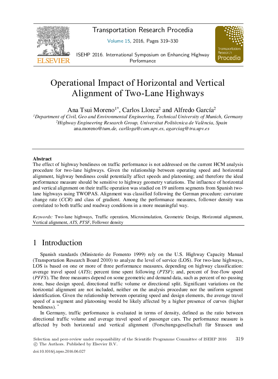 Operational Impact of Horizontal and Vertical Alignment of Two-Lane Highways 