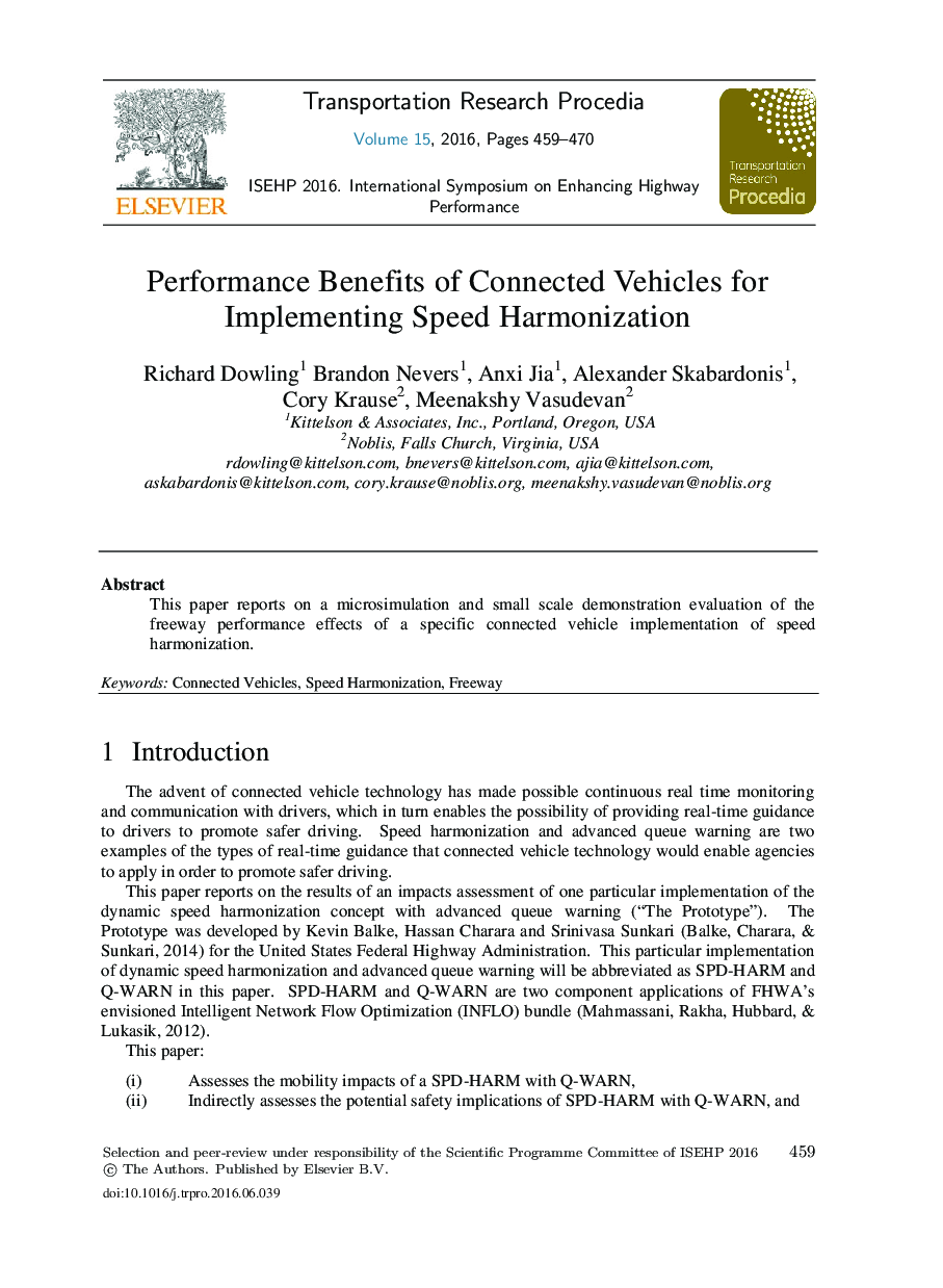 Performance Benefits of Connected Vehicles for Implementing Speed Harmonization 