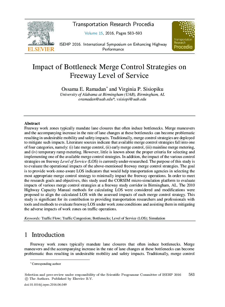 Impact of Bottleneck Merge Control Strategies on Freeway Level of Service 