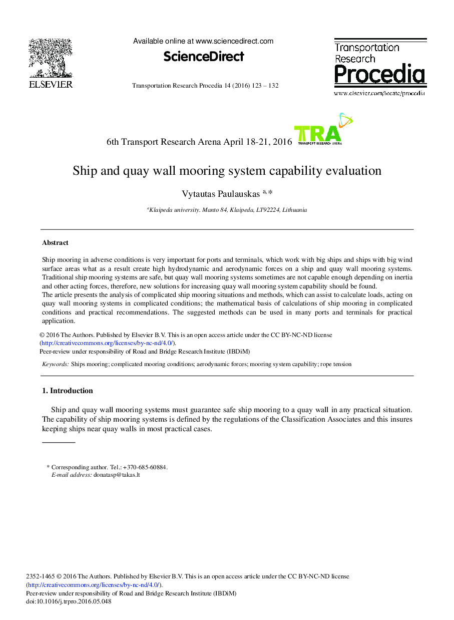 Ship and Quay Wall Mooring System Capability Evaluation 
