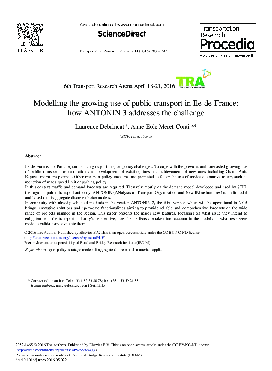 Modelling the Growing Use of Public Transport in Ile-de-France: How ANTONIN 3 Addresses the Challenge 