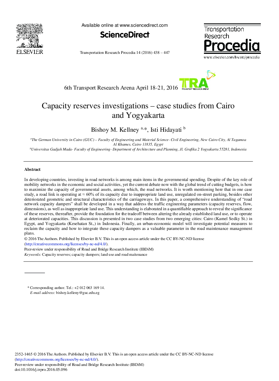 Capacity Reserves Investigations – Case Studies from Cairo and Yogyakarta 