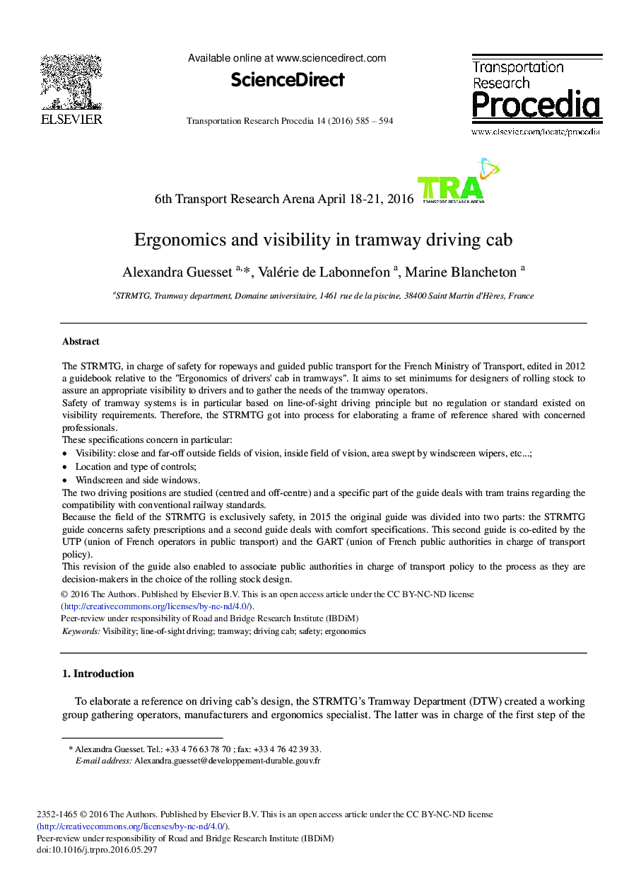 Ergonomics and Visibility in Tramway Driving Cab 