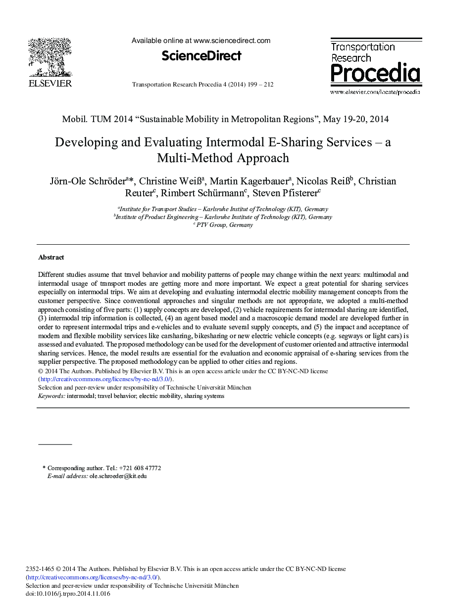 Developing and Evaluating Intermodal E-Sharing Services–A Multi-method Approach 