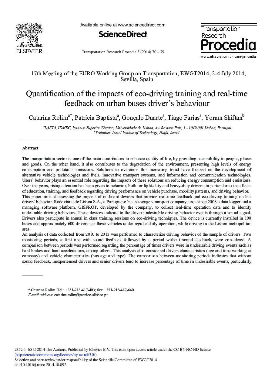 Quantification of the Impacts of Eco-driving Training and Real-time Feedback on Urban Buses Driver's Behaviour 