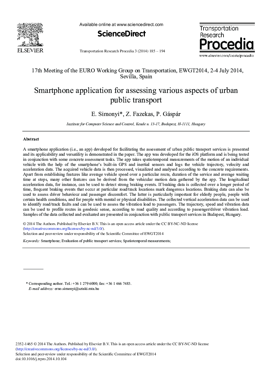 Smartphone Application for Assessing Various Aspects of Urban Public Transport 