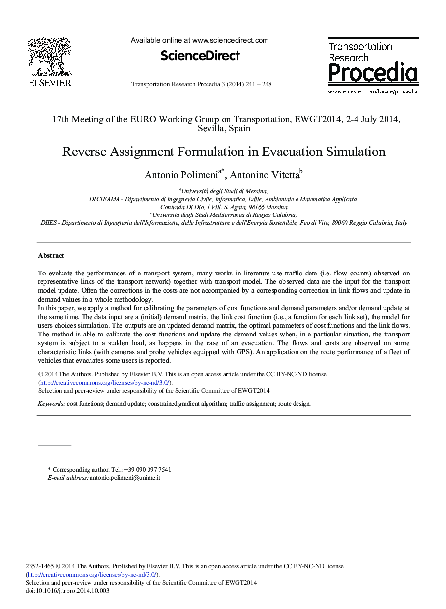 Reverse Assignment Formulation in Evacuation Simulation 