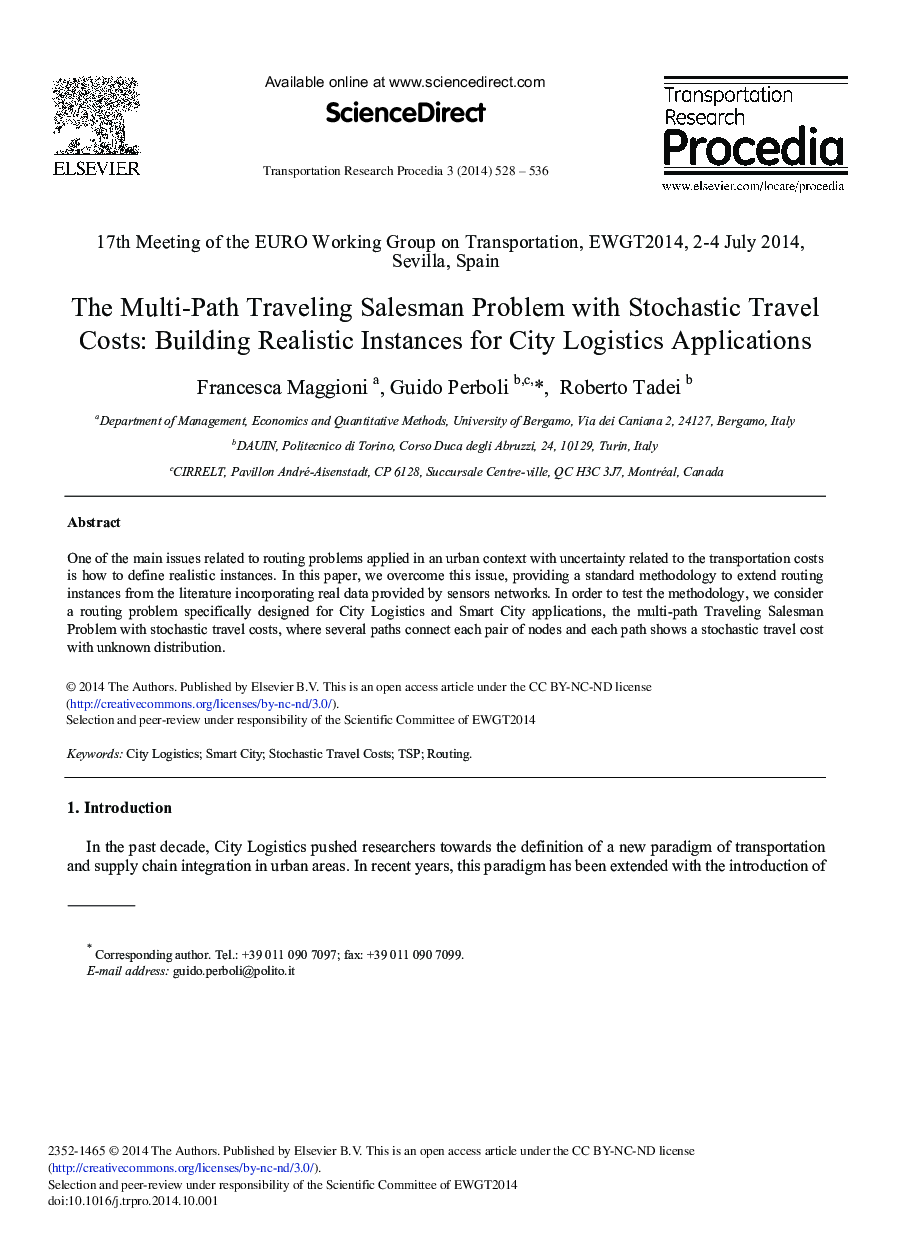 The Multi-path Traveling Salesman Problem with Stochastic Travel Costs: Building Realistic Instances for City Logistics Applications 