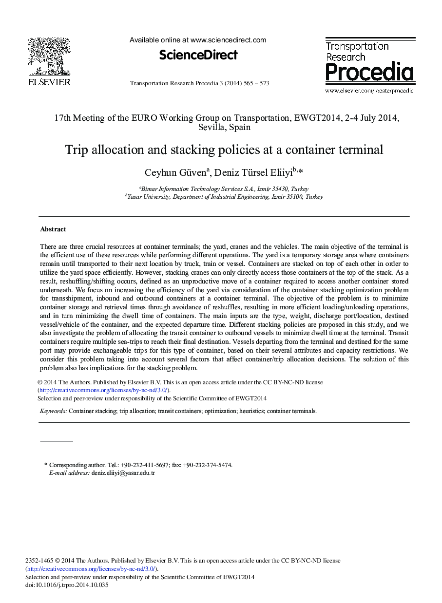 Trip Allocation and Stacking Policies at a Container Terminal 