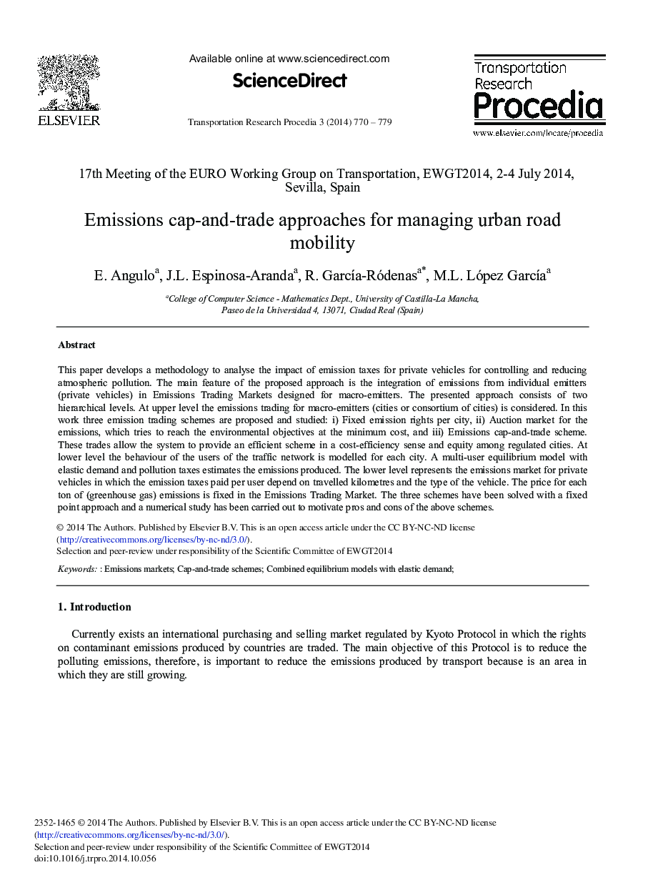 Emissions Cap-and-Trade Approaches for Managing Urban Road Mobility 