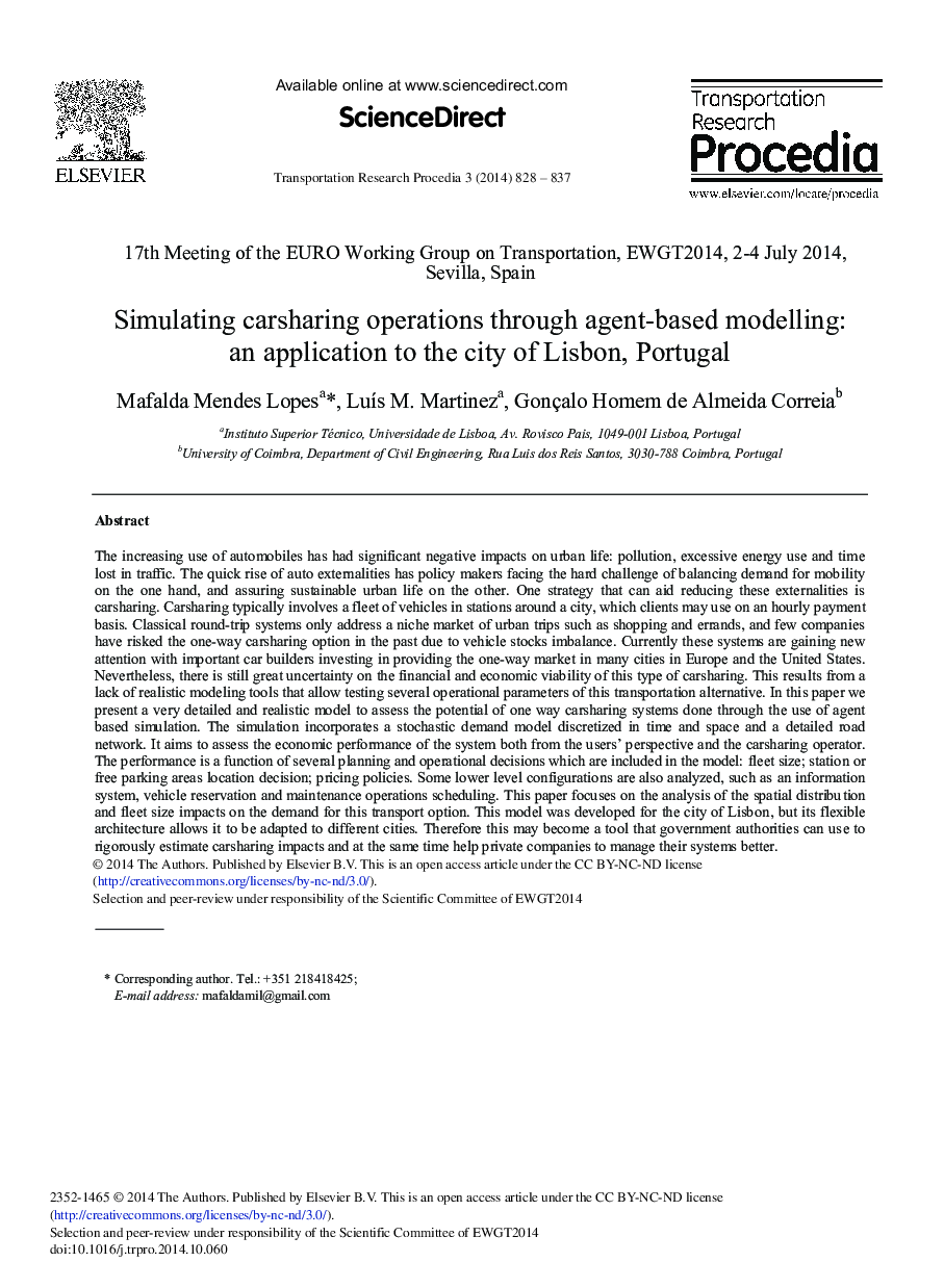 Simulating Carsharing Operations through Agent-based Modelling: An Application to the City of Lisbon, Portugal 