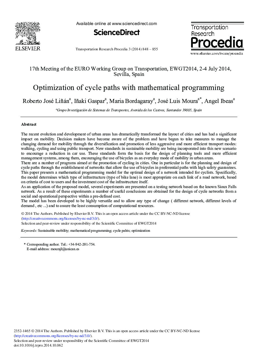 Optimization of Cycle Paths with Mathematical Programming 