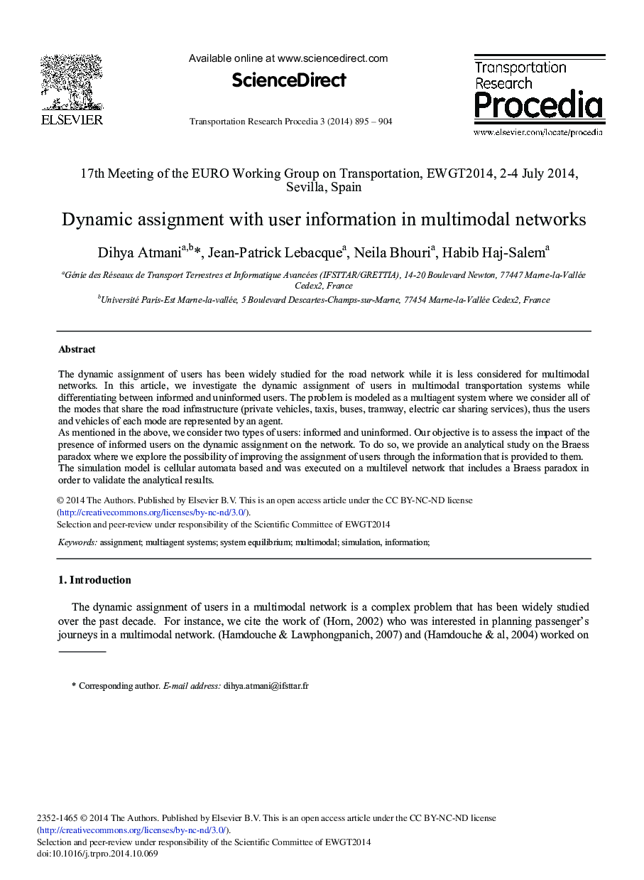 Dynamic Assignment with User Information in Multimodal Networks 