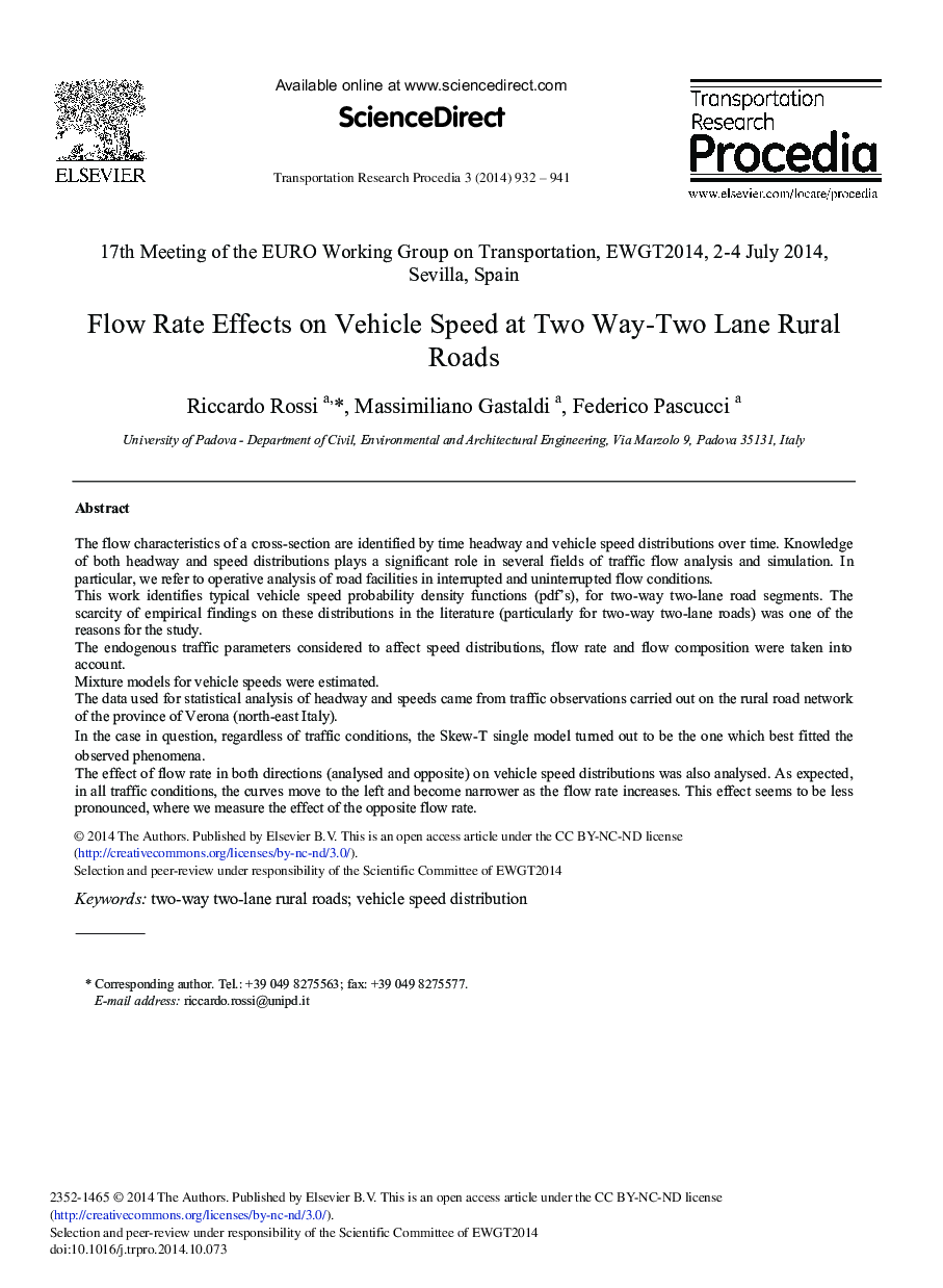 Flow Rate Effects on Vehicle Speed at Two Way-Two Lane Rural Roads 