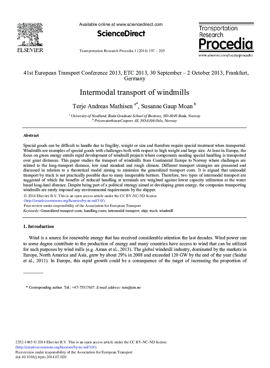 Intermodal Transport of Windmills 