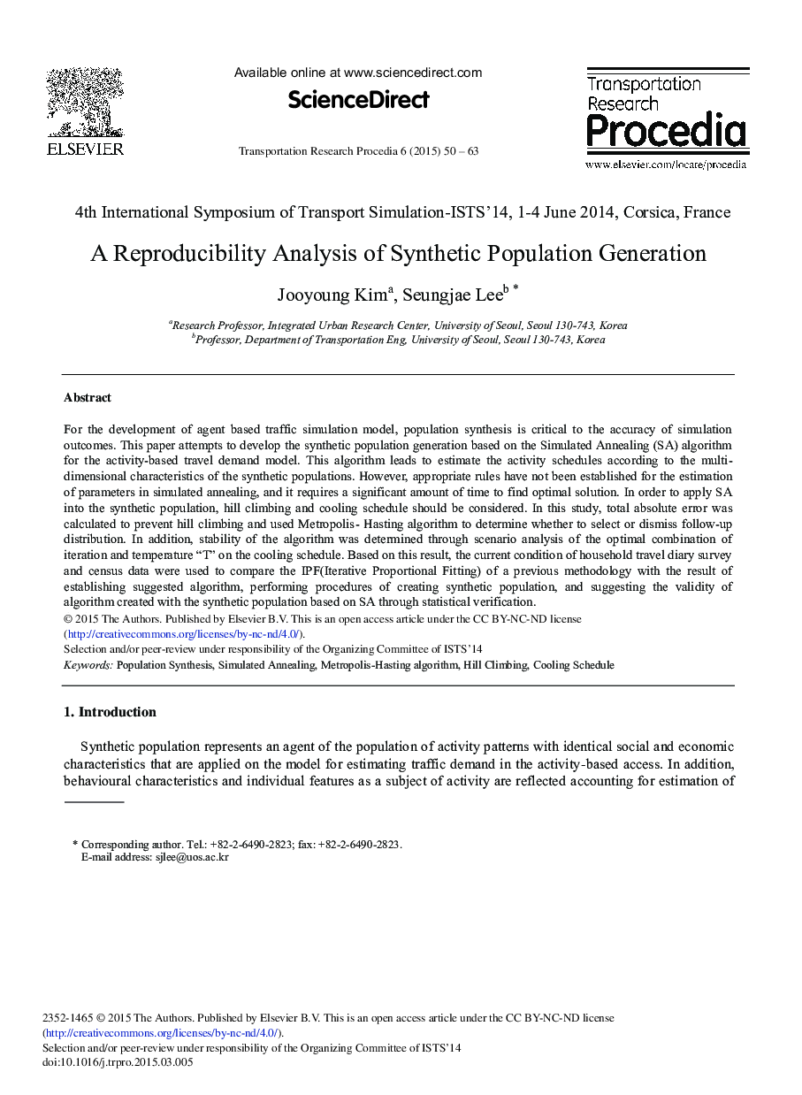 A Reproducibility Analysis of Synthetic Population Generation 