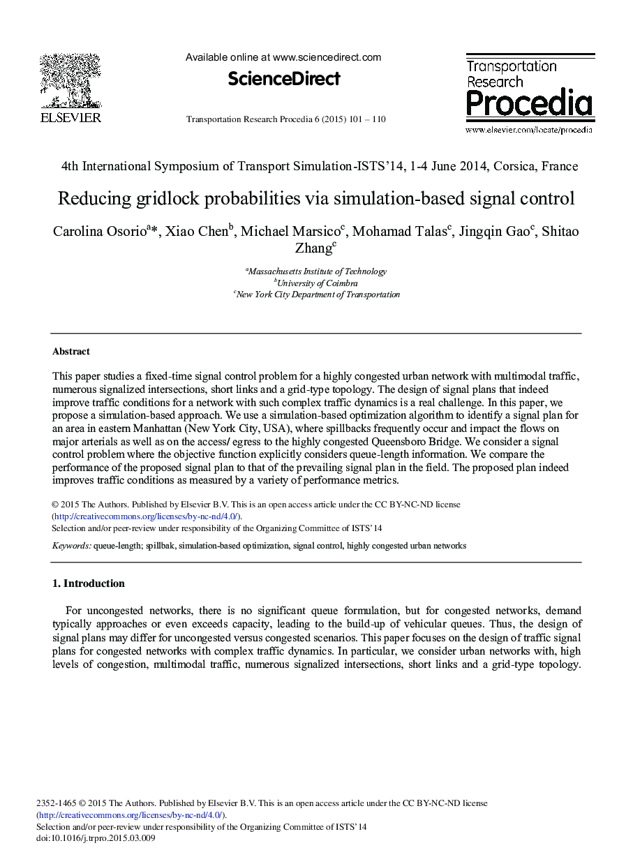 Reducing Gridlock Probabilities via Simulation-based Signal Control 