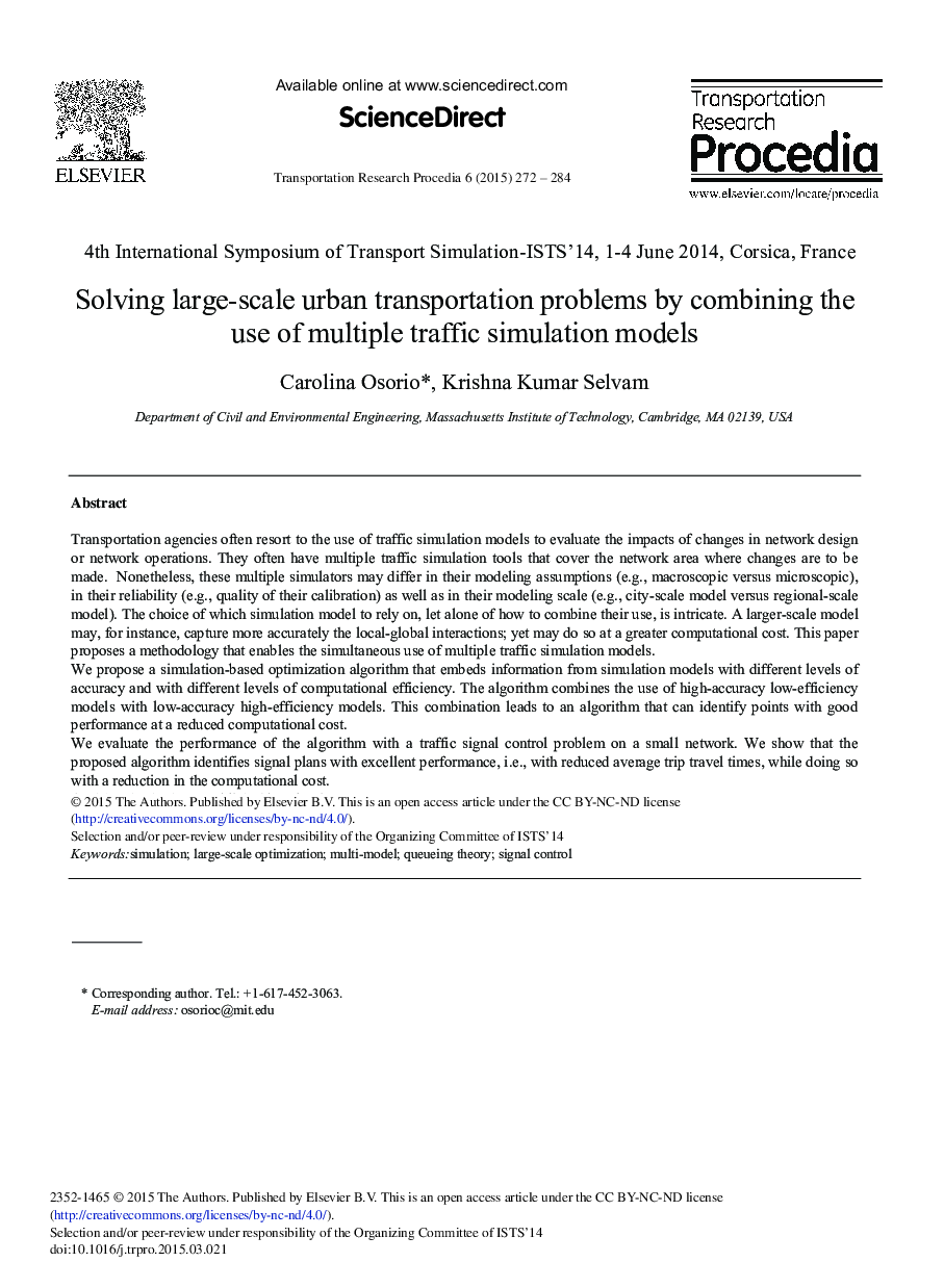 Solving Large-scale Urban Transportation Problems by Combining the Use of Multiple Traffic Simulation Models 